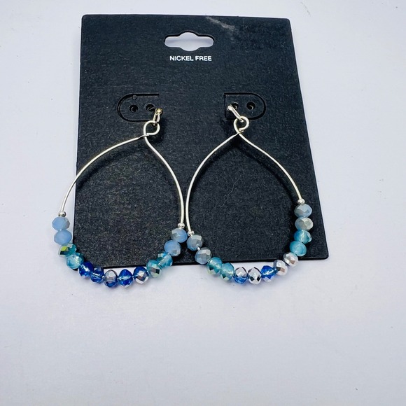 Vintage Faceted‎ Blue Glass Bead Necklace and Handmade Earring Set Boho Hippie - Picture 8 of 10